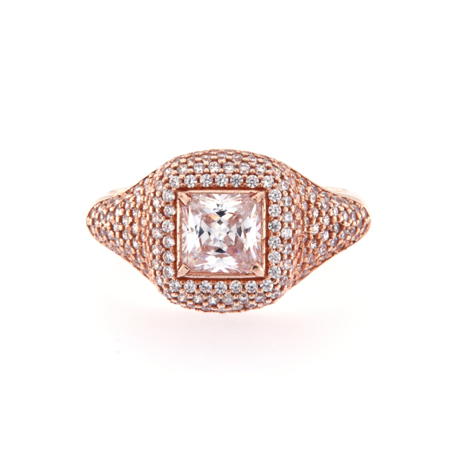 RING WITH PAVE' HEAD AND SQUARE STONE