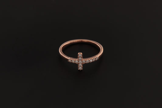 RING WITH CROSS PAVE'