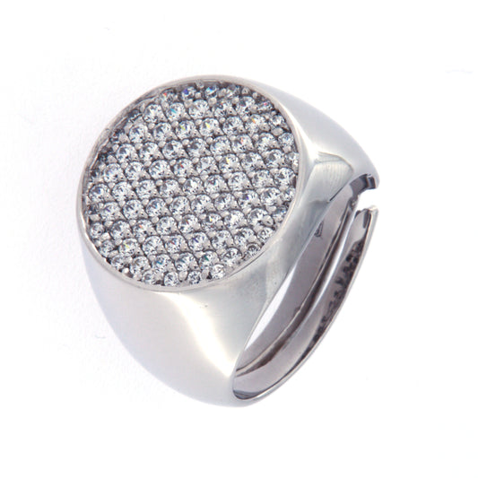 ANELLO CON TONDO PAVE' GRANDE