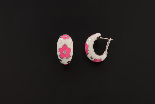 WHITE-FUCHSIA EARRING