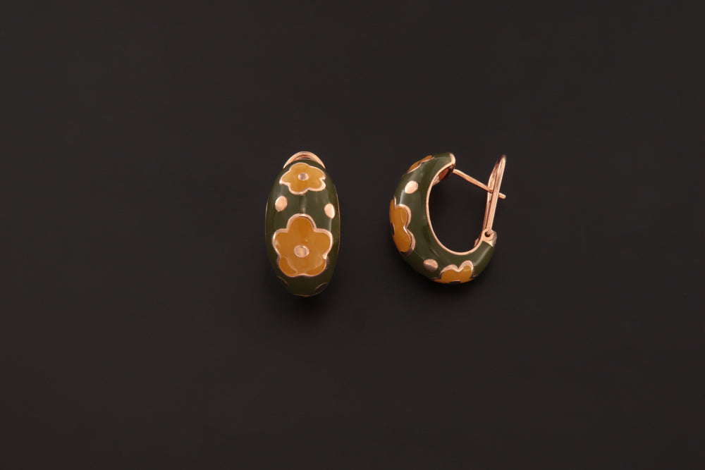 GREEN-OCHER EARRING