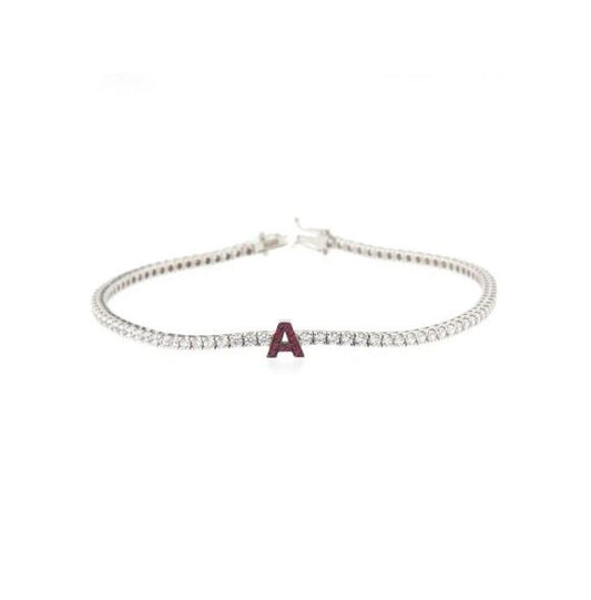 Bracciale Tennis  MM 1,75 con lettera iniziale pavè 18 kt